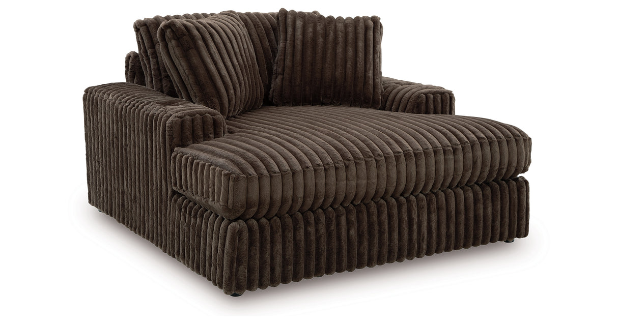 Midnight-Madness Chocolate Loveseat, Oversized Chaise and Ottoman from Ashley Furniture - Luna Furniture