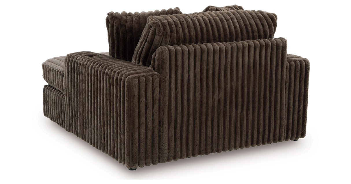 Midnight-Madness Chocolate Loveseat, Oversized Chaise and Ottoman from Ashley Furniture - Luna Furniture