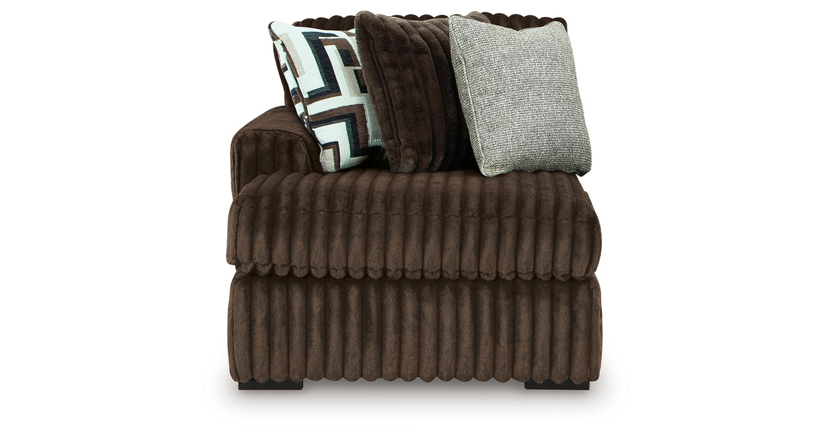 Midnight-Madness Chocolate 3-Piece Sectional with Ottoman from Ashley - Luna Furniture