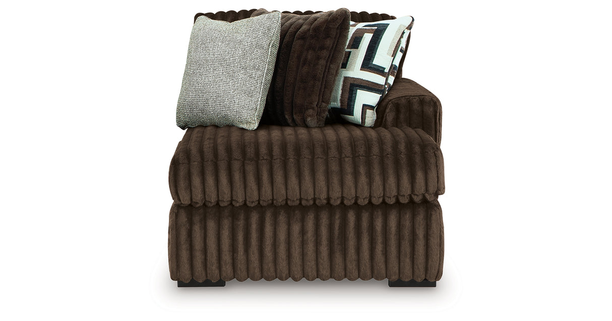 Midnight Madness Chocolate 2-Piece Sectional and Ottoman from Ashley Furniture - Luna Furniture