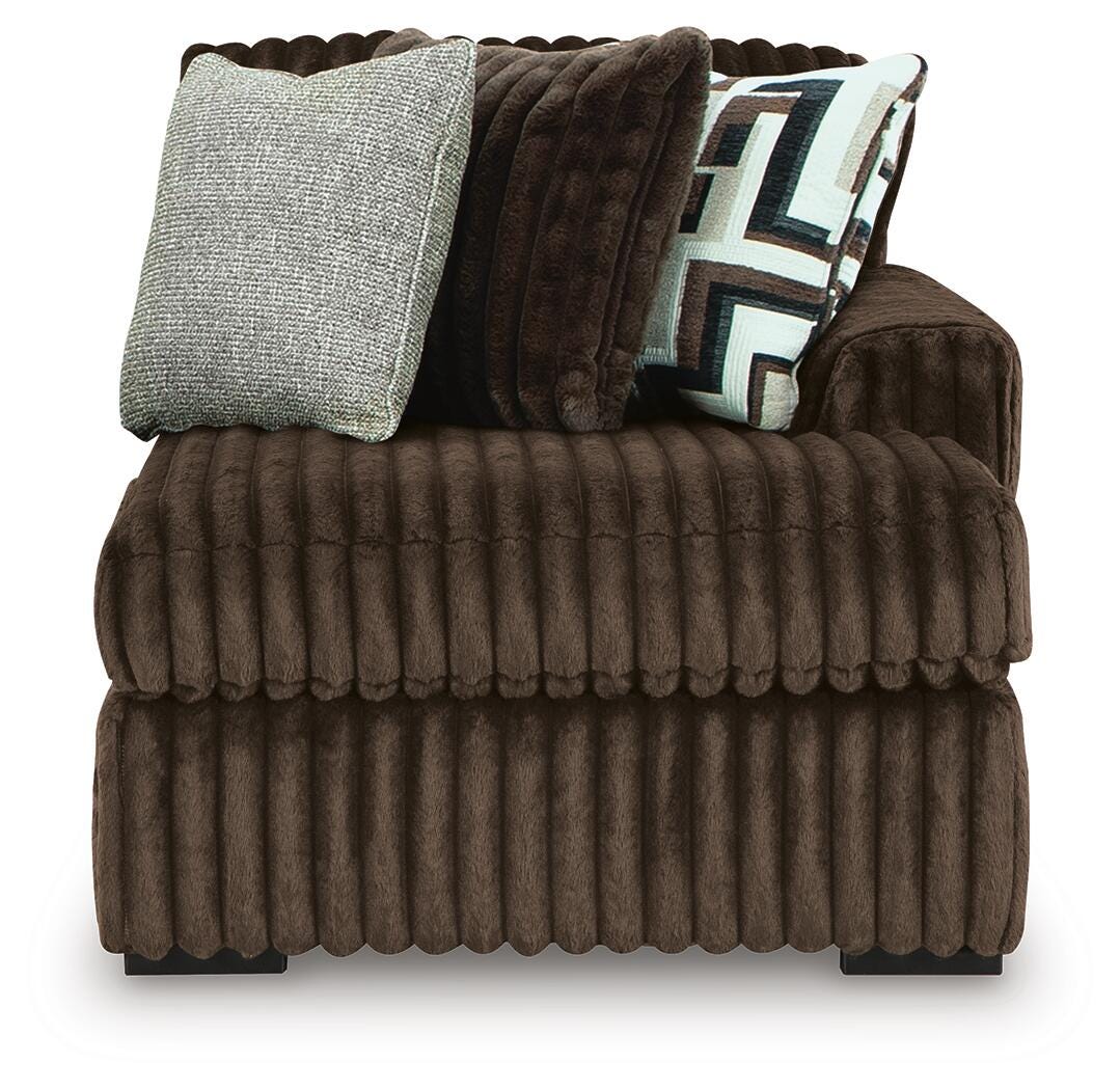 Midnight Madness Chocolate 2-Piece Sectional and Ottoman from Ashley Furniture - Luna Furniture