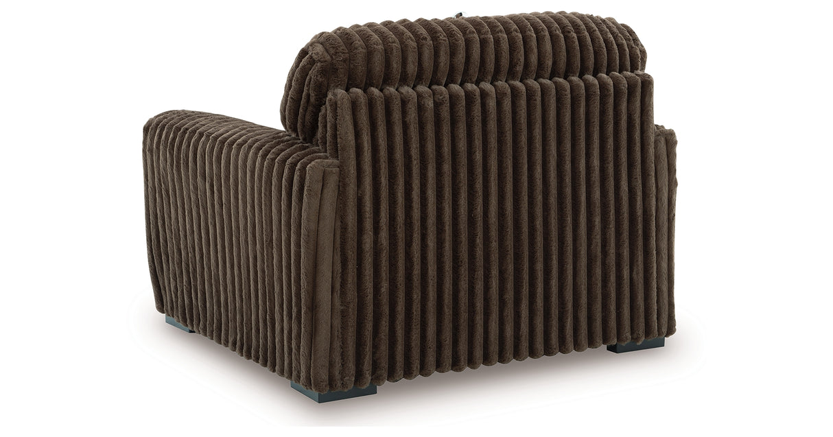 Midnight-Madness Dark Brown 4-Piece Sectional with Chaise, Oversized Chair and Ottoman from Ashley Furniture - Luna Furniture