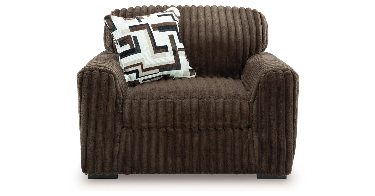 Midnight-Madness Dark Brown 4-Piece Sectional with Chaise, Oversized Chair and Ottoman from Ashley Furniture - Luna Furniture