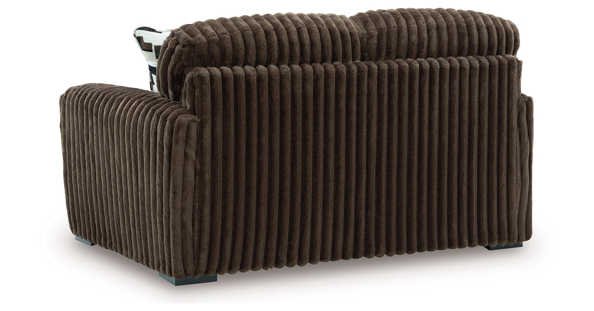 Midnight-Madness Chocolate Sofa, Loveseat and Oversized Accent Ottoman from Ashley Furniture - Luna Furniture