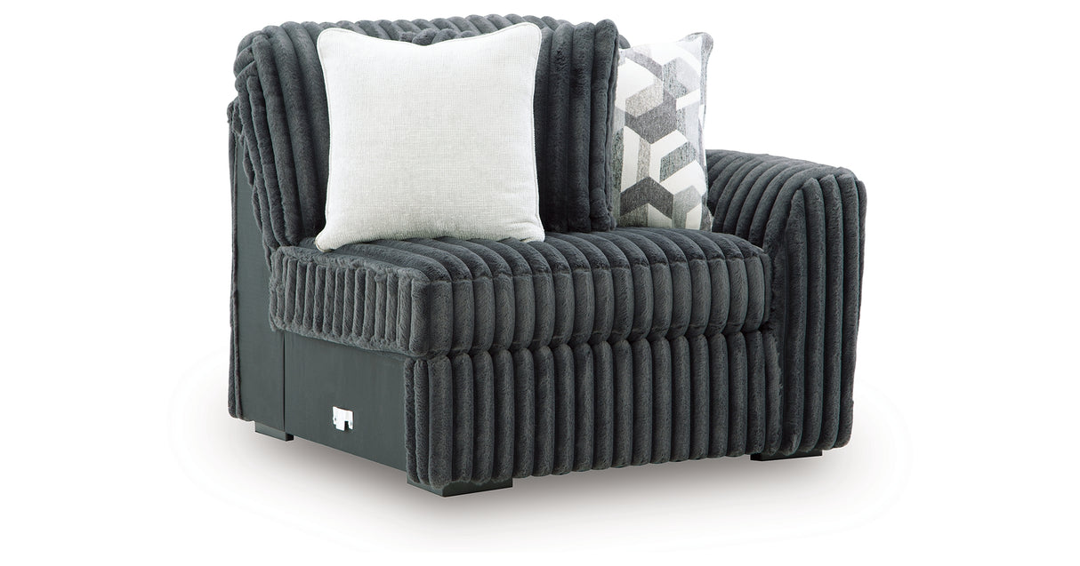 Midnight-Madness Gunmetal Right-Arm Facing Corner Chair from Ashley Furniture - Luna Furniture