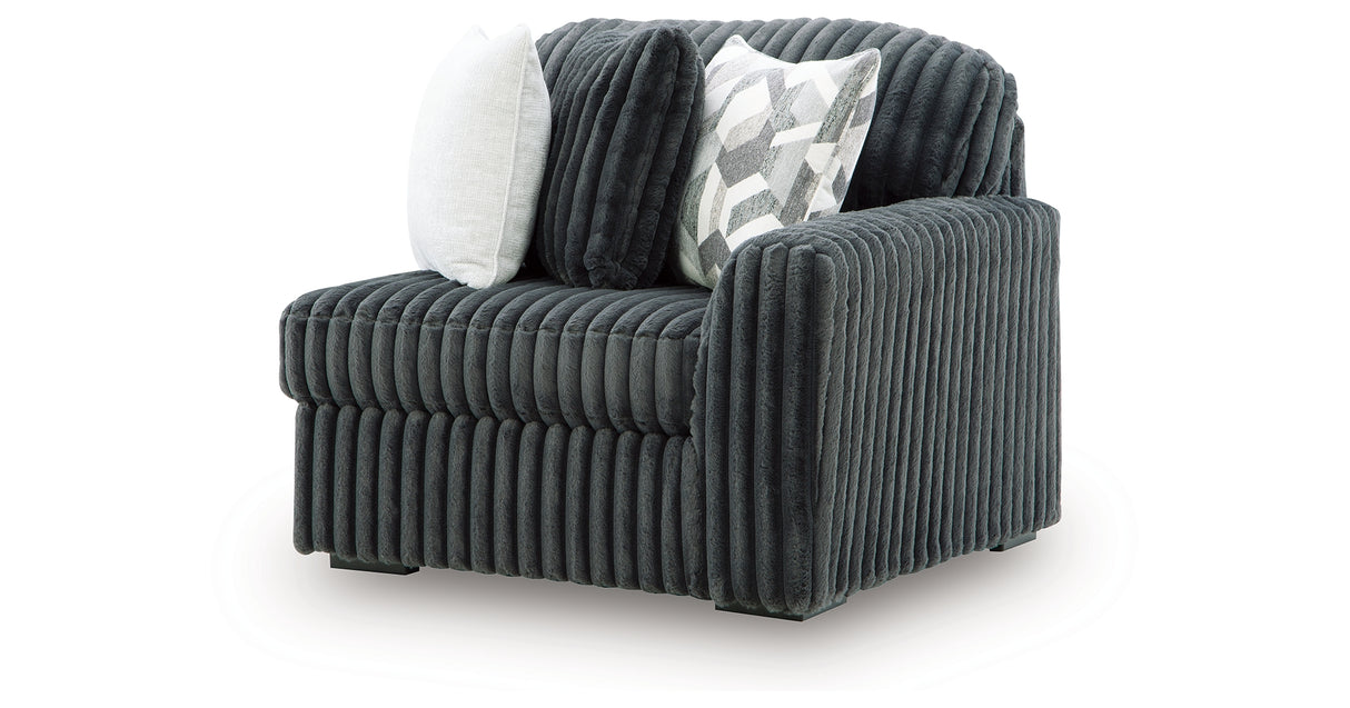 Midnight-Madness Gunmetal Right-Arm Facing Corner Chair from Ashley Furniture - Luna Furniture