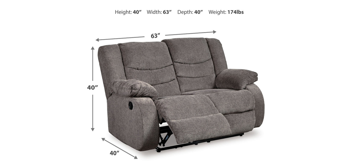 Tulen Gray Reclining Loveseat and Recliner from Ashley Furniture - Luna Furniture
