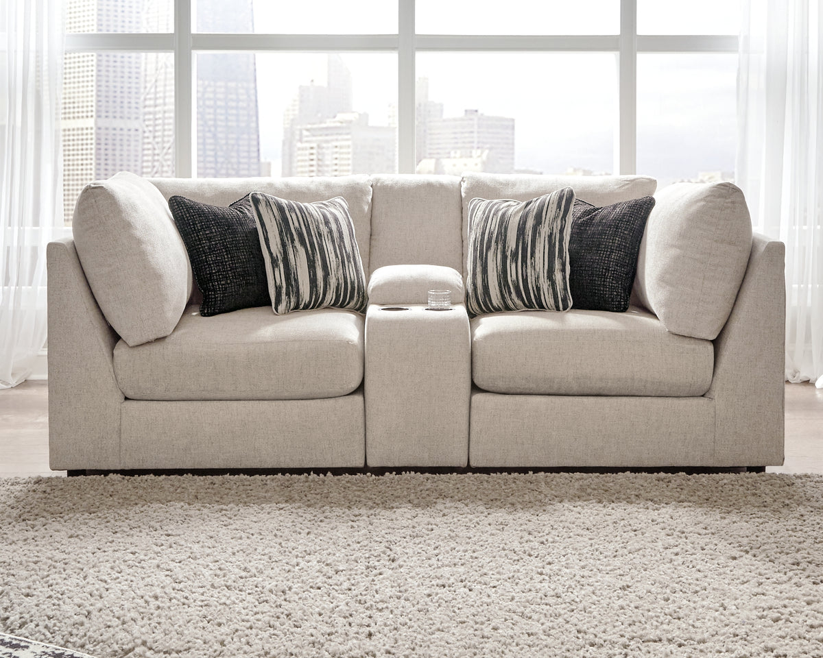 Kellway Bisque 3-Piece Sectional Loveseat with Console from Ashley - Luna Furniture