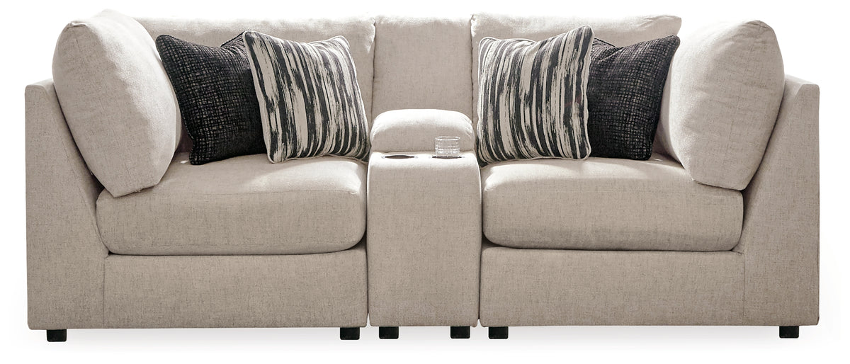 Kellway Bisque 3-Piece Sectional Loveseat with Console from Ashley - Luna Furniture