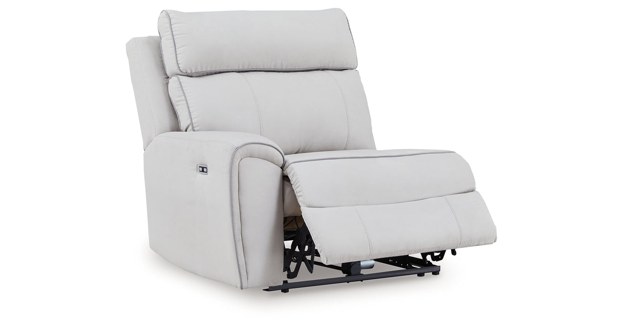 Social Pointe Pearl/Ash 7-Piece Reclining Sectional with Storage Consoles from Ashley Furniture - Luna Furniture