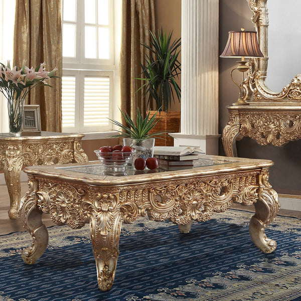 HD-998G Marbled Metallic Gold Coffee Table