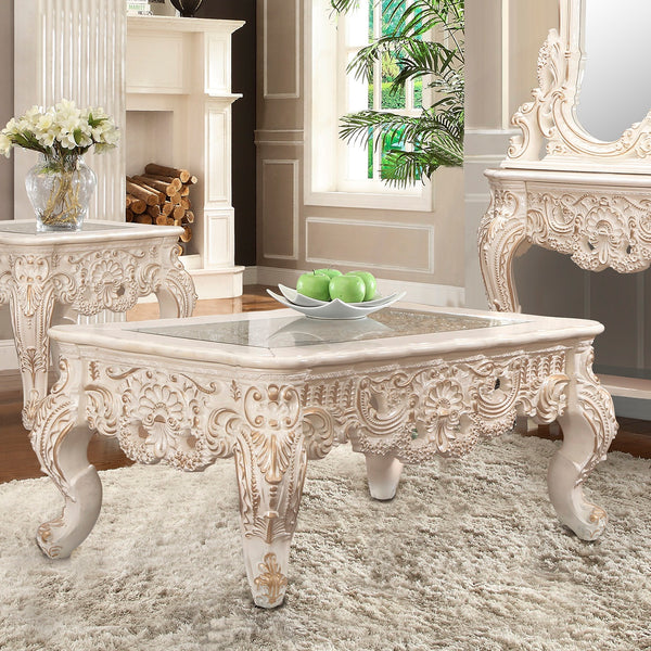 HD-998I Ivory/Metallic Gold Highlights Coffee Table