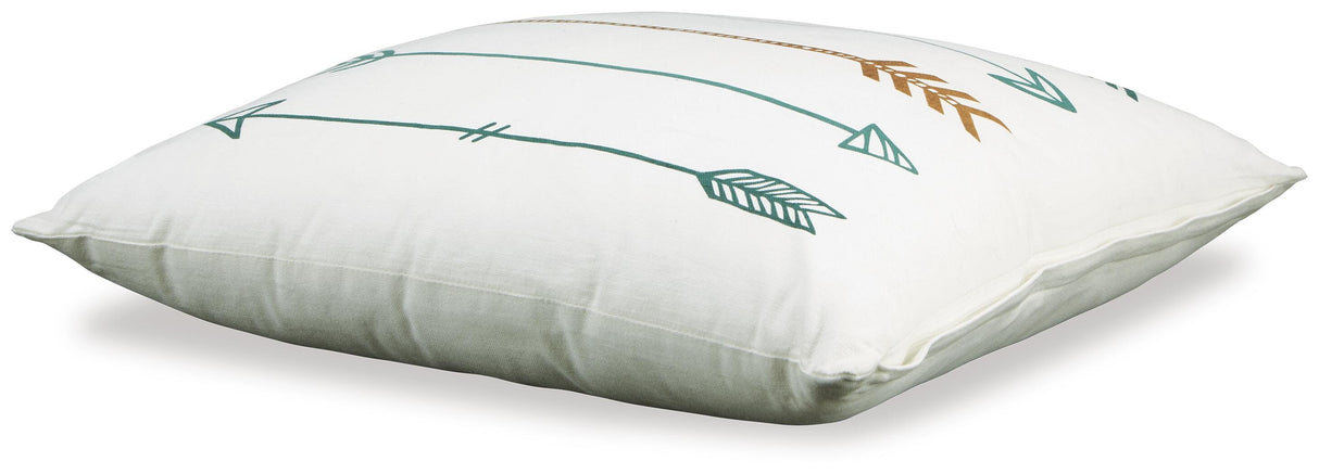 Gyldan White/Teal/Gold Pillow from Ashley - Luna Furniture
