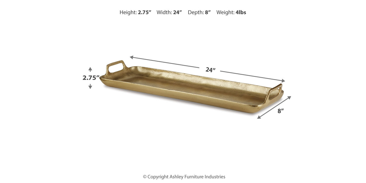 Posy Gold Finish Tray from Ashley Furniture - Luna Furniture