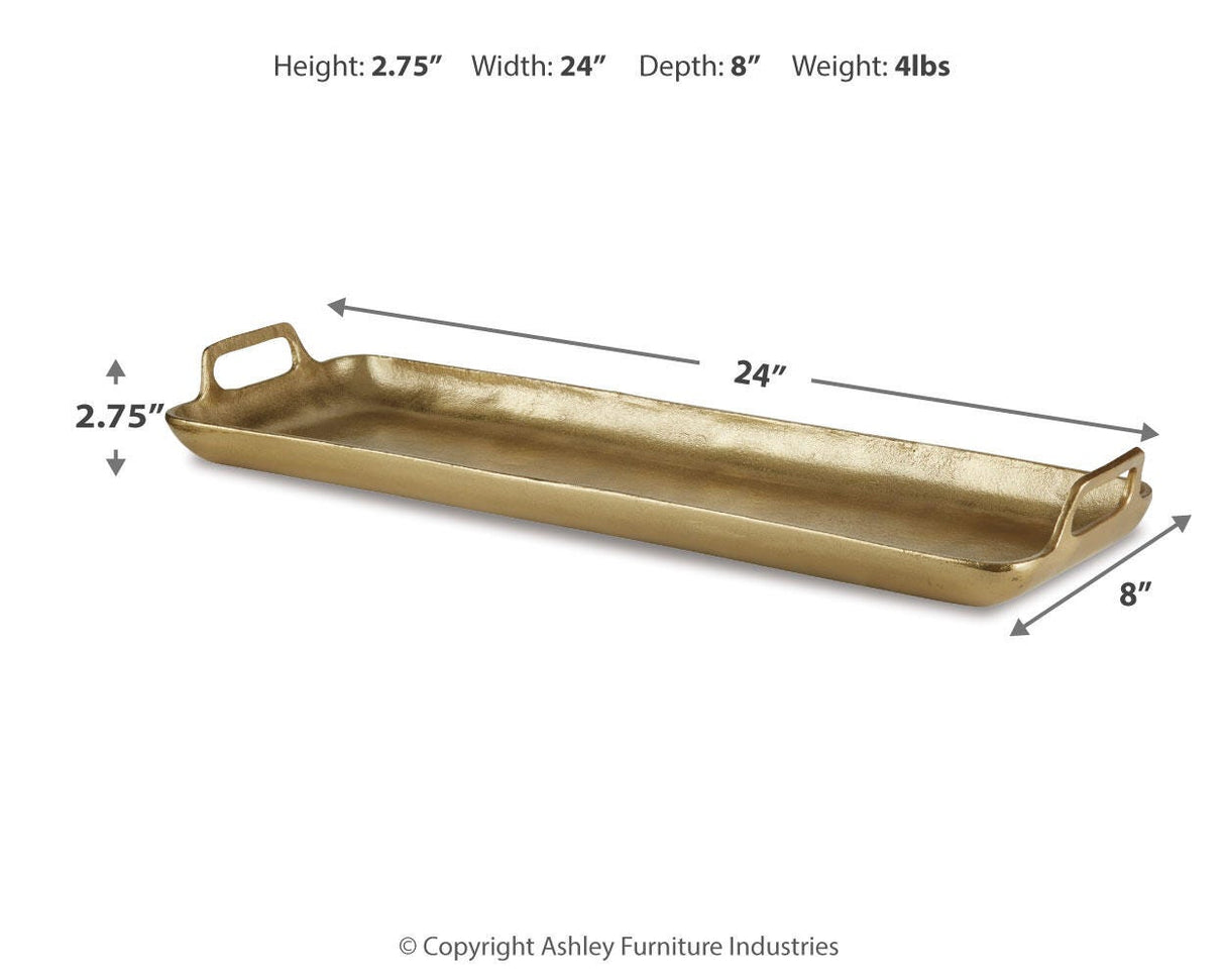 Posy Gold Finish Tray from Ashley - Luna Furniture