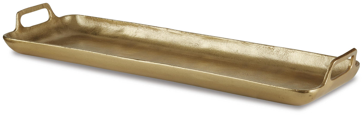 Posy Gold Finish Tray from Ashley - Luna Furniture