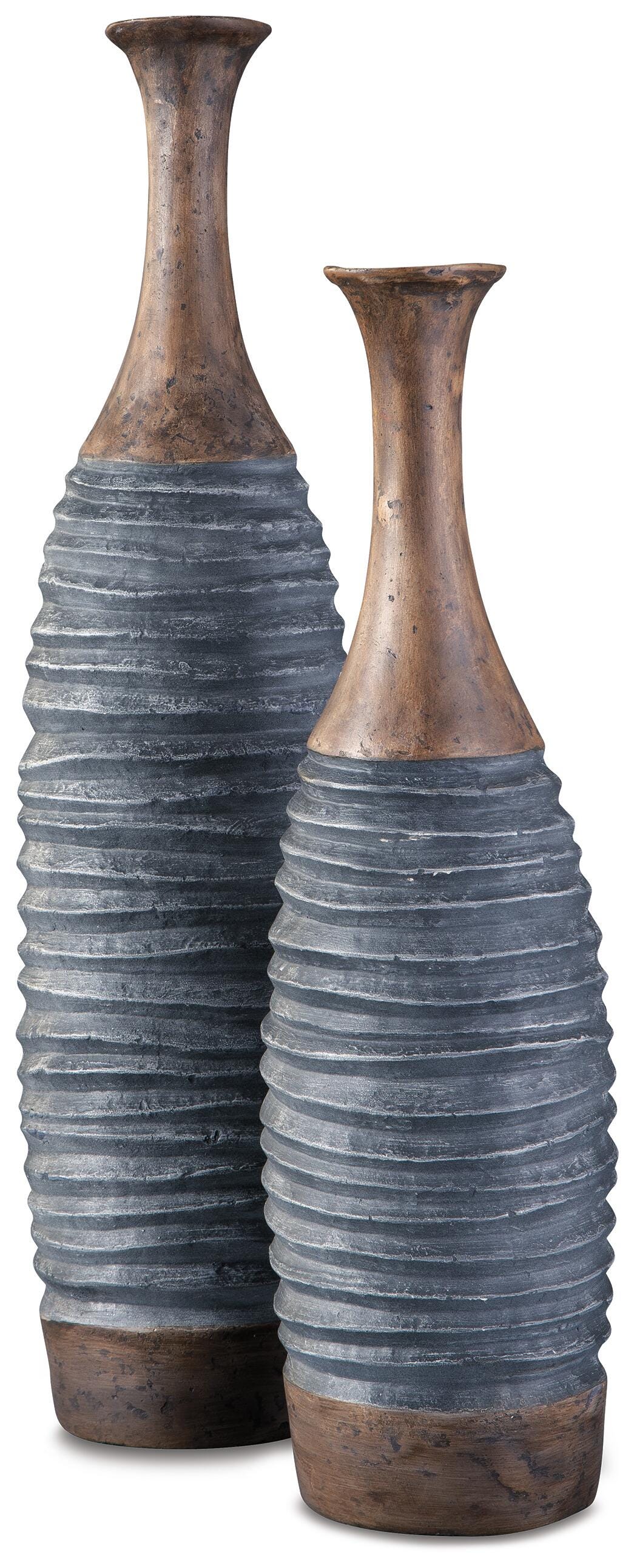 BLAYZE Antique Gray/Brown Vase from Ashley Furniture - Luna Furniture