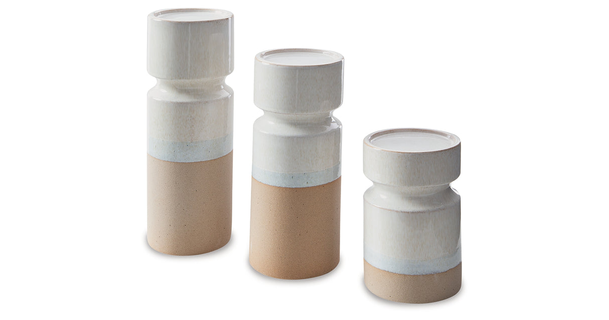 Hurston Ivory/Brown Candle Holder from Ashley - Luna Furniture