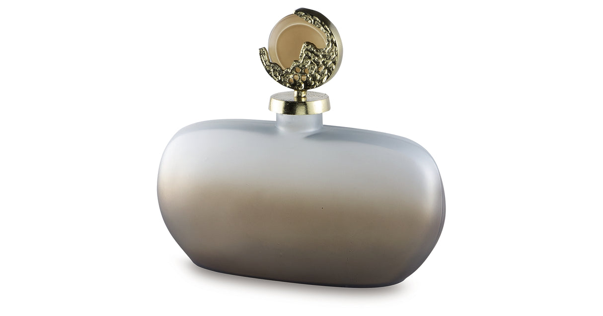 Acario Taupe/Gold Finish Jar from Ashley Furniture - Luna Furniture