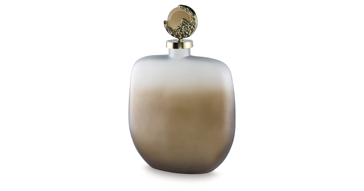 Acario Taupe/Gold Finish Jar from Ashley Furniture - Luna Furniture