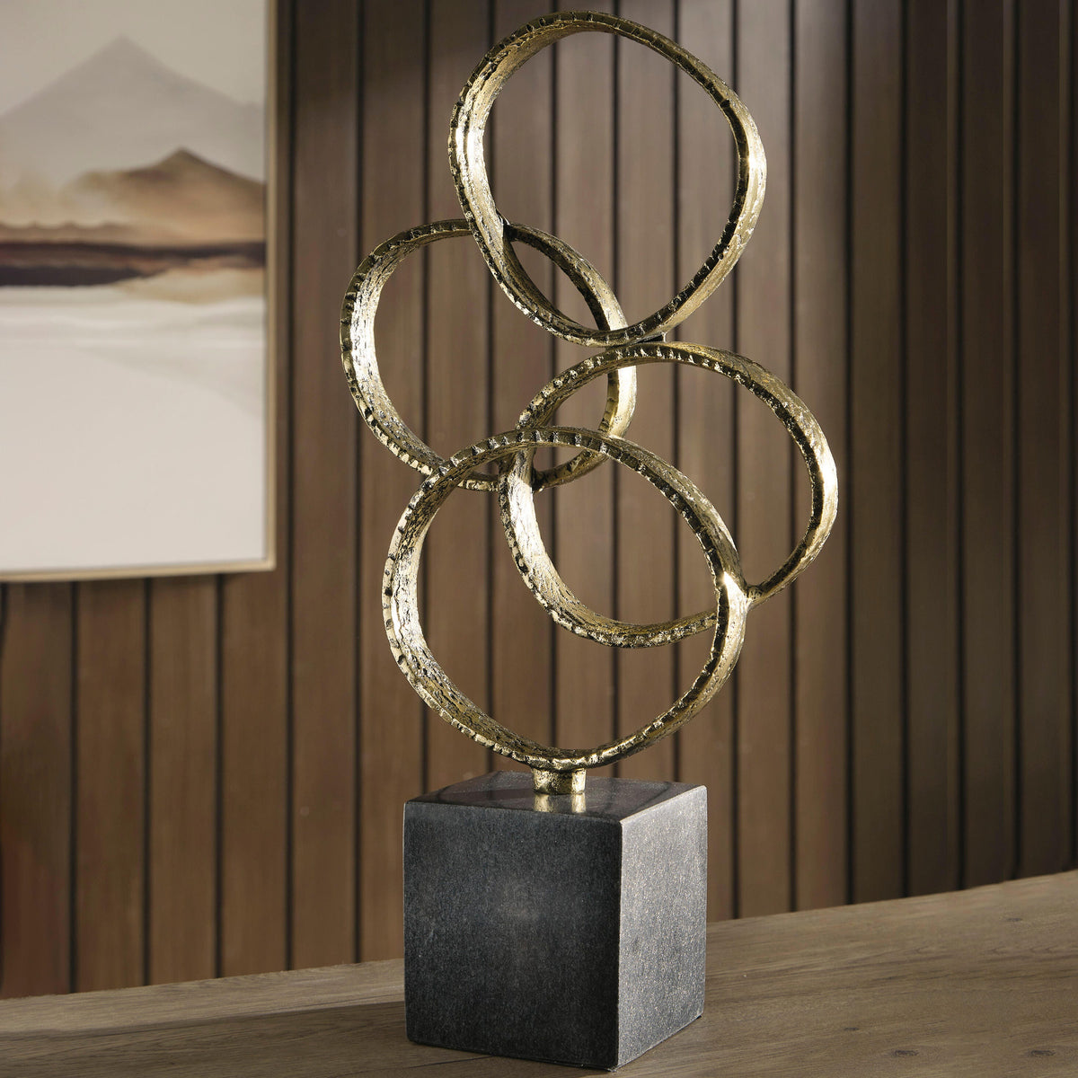 Wellcott Gold Finish/Black Sculpture