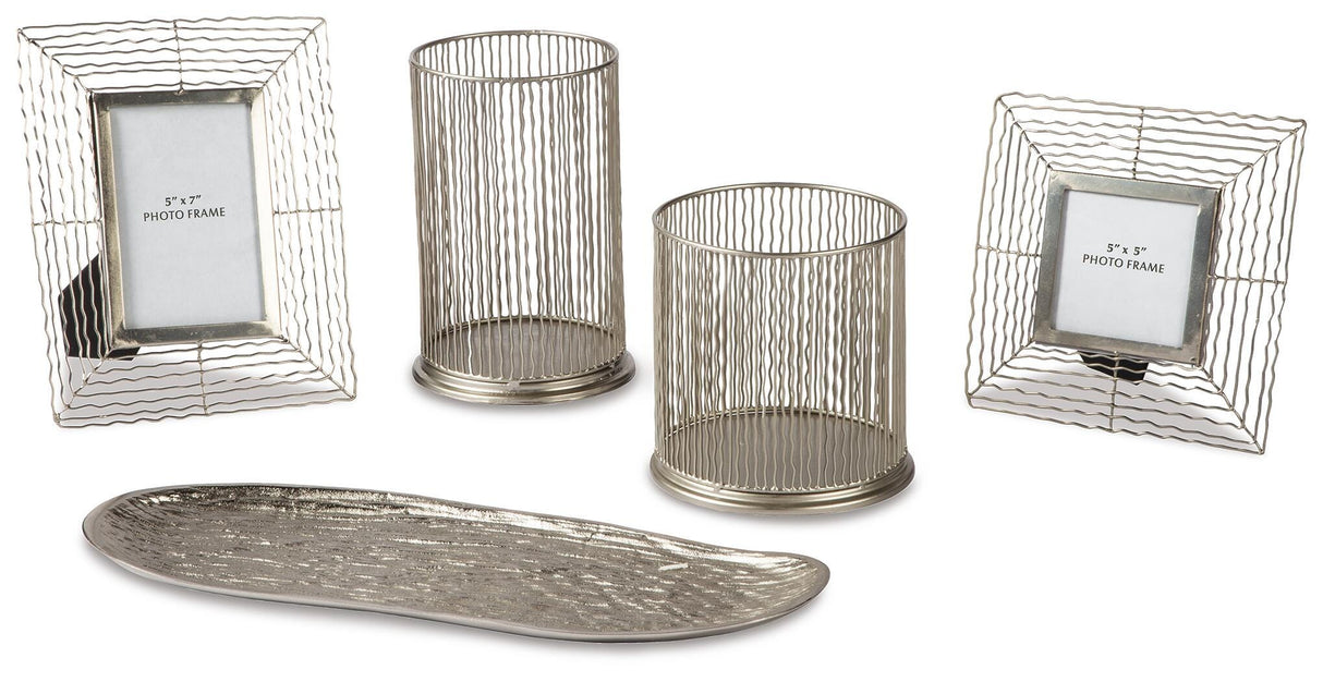 Dympna Silver Finish Accessory Set from Ashley - Luna Furniture