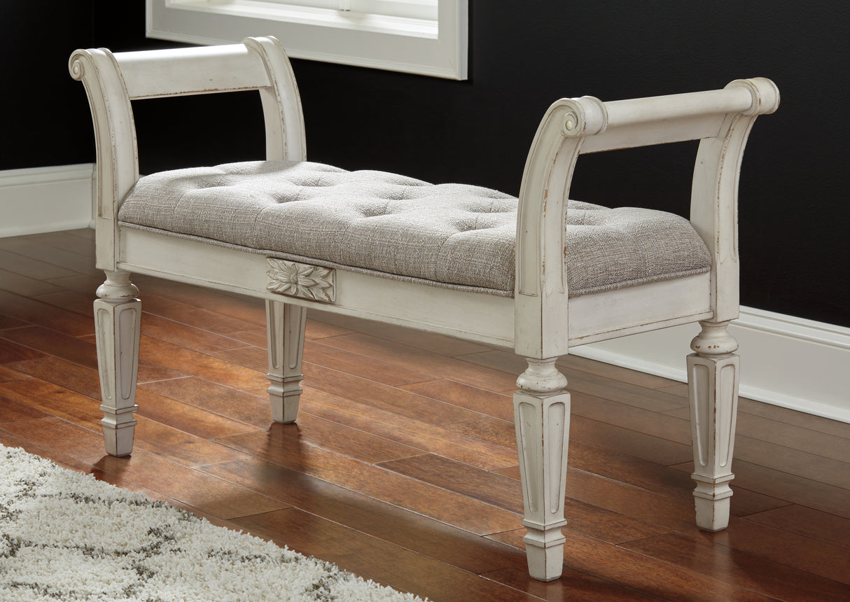 Realyn Antique White Accent Bench from Ashley - Luna Furniture