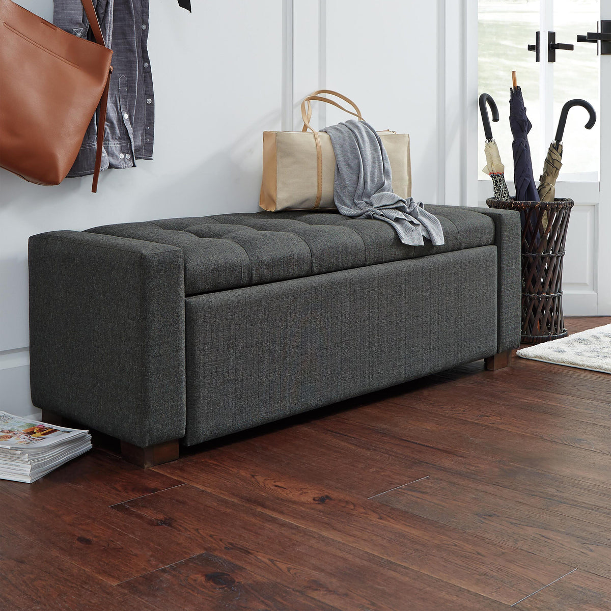 Cortwell Gray Storage Bench