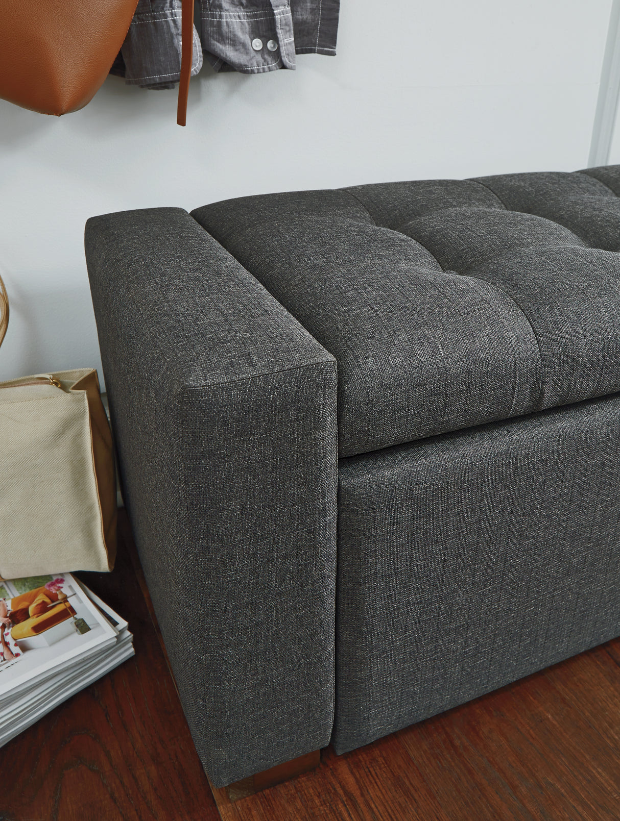 Cortwell Gray Storage Bench from Ashley - Luna Furniture