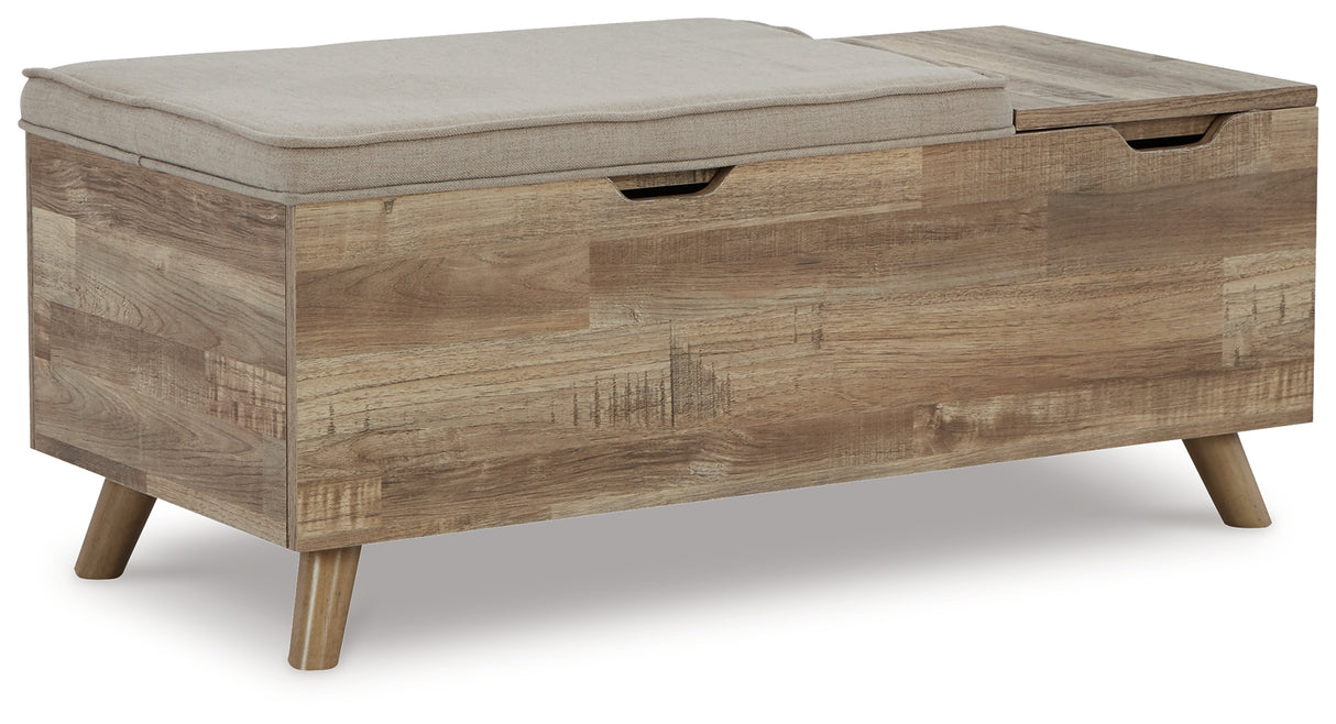 Gerdanet Beige/Brown Storage Bench from Ashley - Luna Furniture
