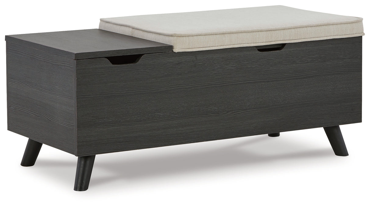Yarlow Linen/Gray Storage Bench from Ashley - Luna Furniture