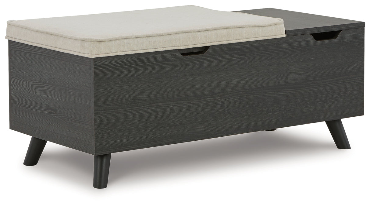 Yarlow Linen/Gray Storage Bench from Ashley - Luna Furniture