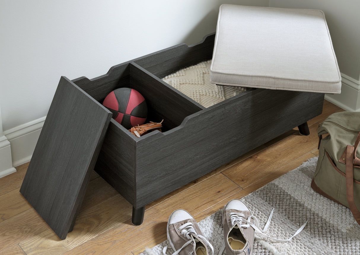 Yarlow Linen/Gray Storage Bench from Ashley - Luna Furniture