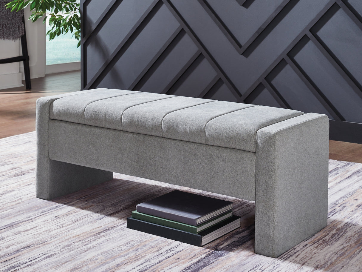 Akselman Gray Storage Bench from Ashley - Luna Furniture