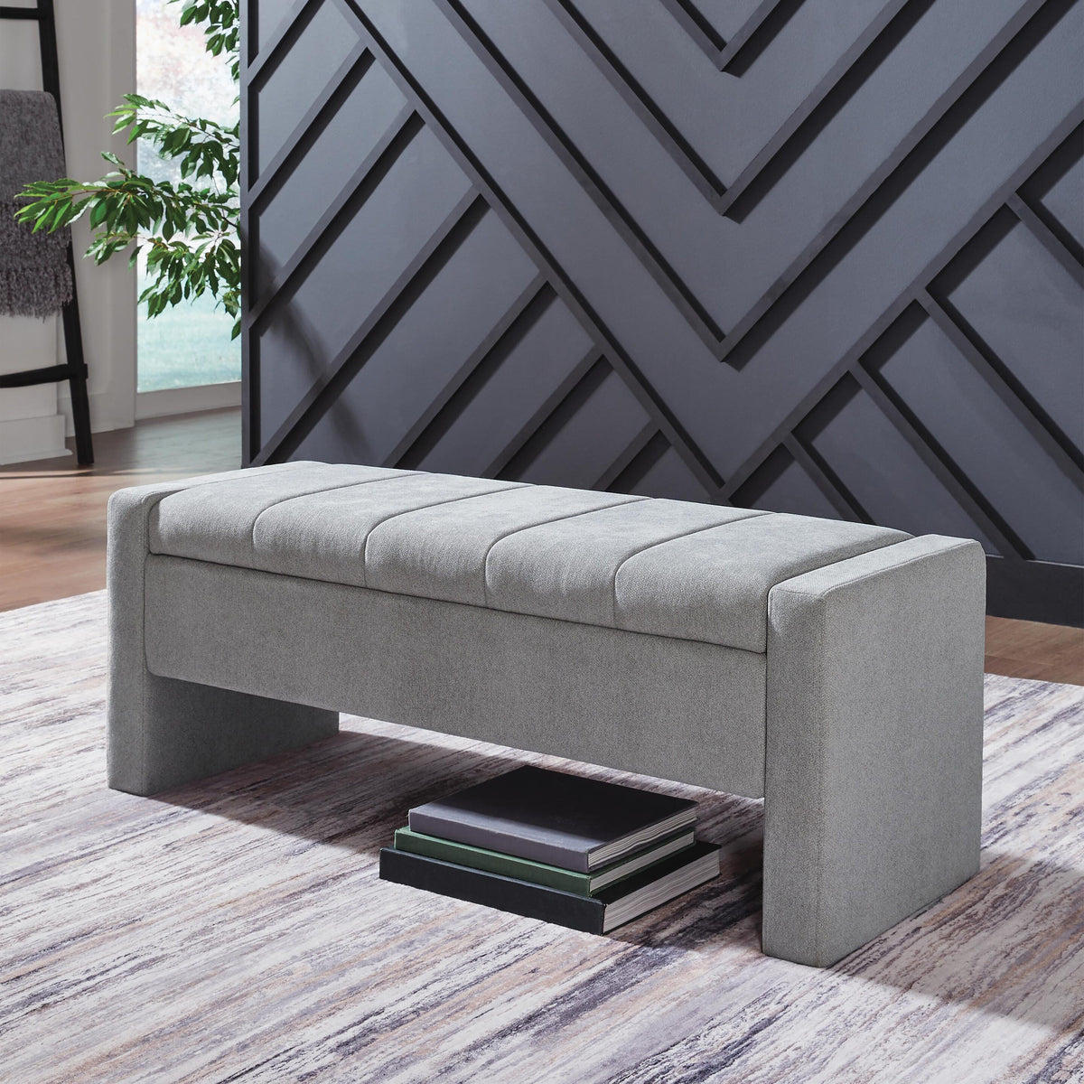 Akselman Gray Storage Bench from Ashley - Luna Furniture