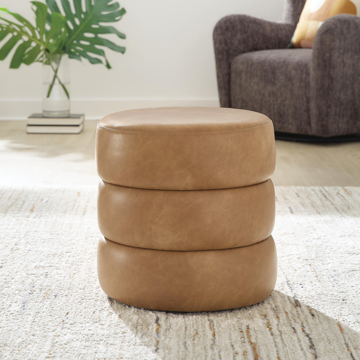 Ummi Caramel Swivel Accent Ottoman from Ashley - Luna Furniture