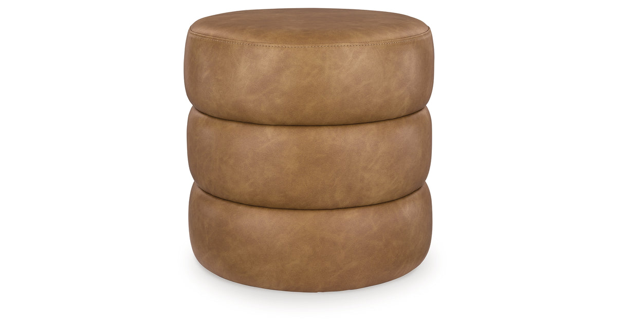 Ummi Caramel Swivel Accent Ottoman from Ashley - Luna Furniture