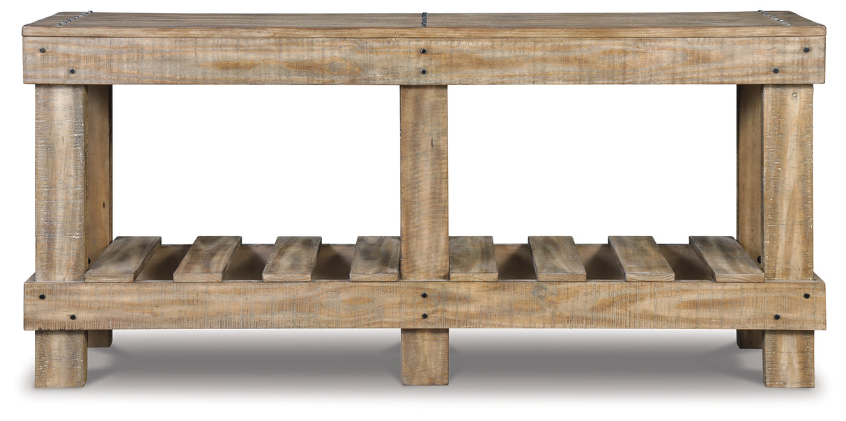 Susandeer Brown Sofa/Console Table from Ashley - Luna Furniture