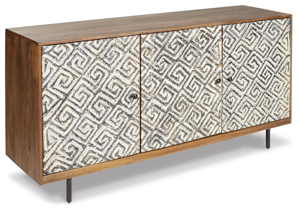 Kerrings Brown/Black/White Accent Cabinet from Ashley Furniture - Luna Furniture