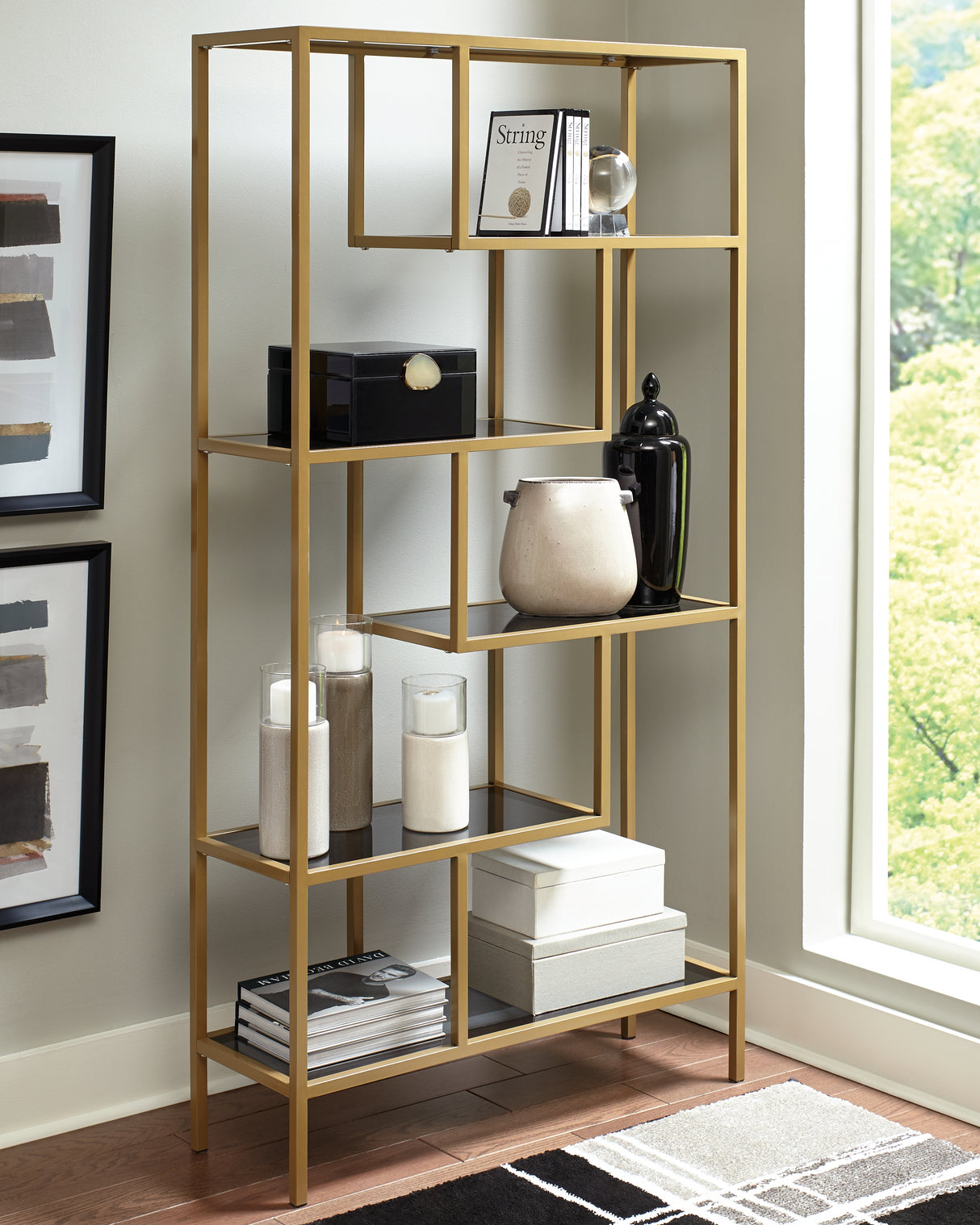 Frankwell Gold Finish Bookcase from Ashley Furniture - Luna Furniture