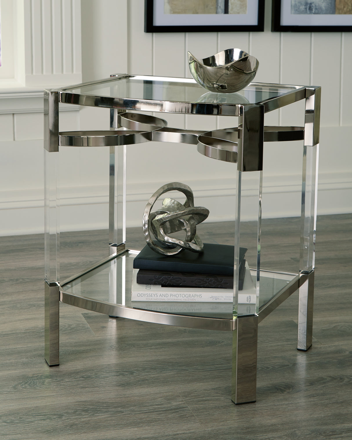 Chaseton Clear/Silver Finish Accent Table from Ashley - Luna Furniture