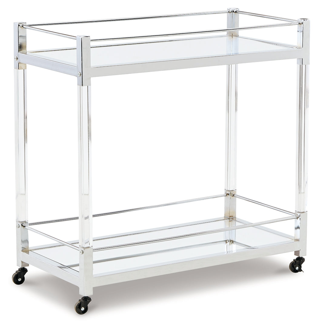 Chaseton Clear/Silver Finish Bar Cart from Ashley Furniture - Luna Furniture