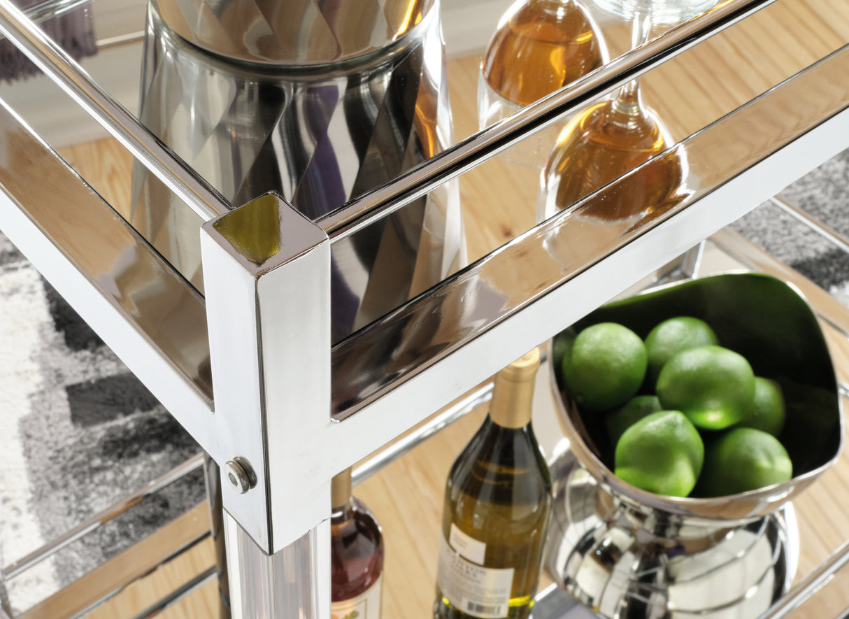 Chaseton Clear/Silver Finish Bar Cart from Ashley Furniture - Luna Furniture