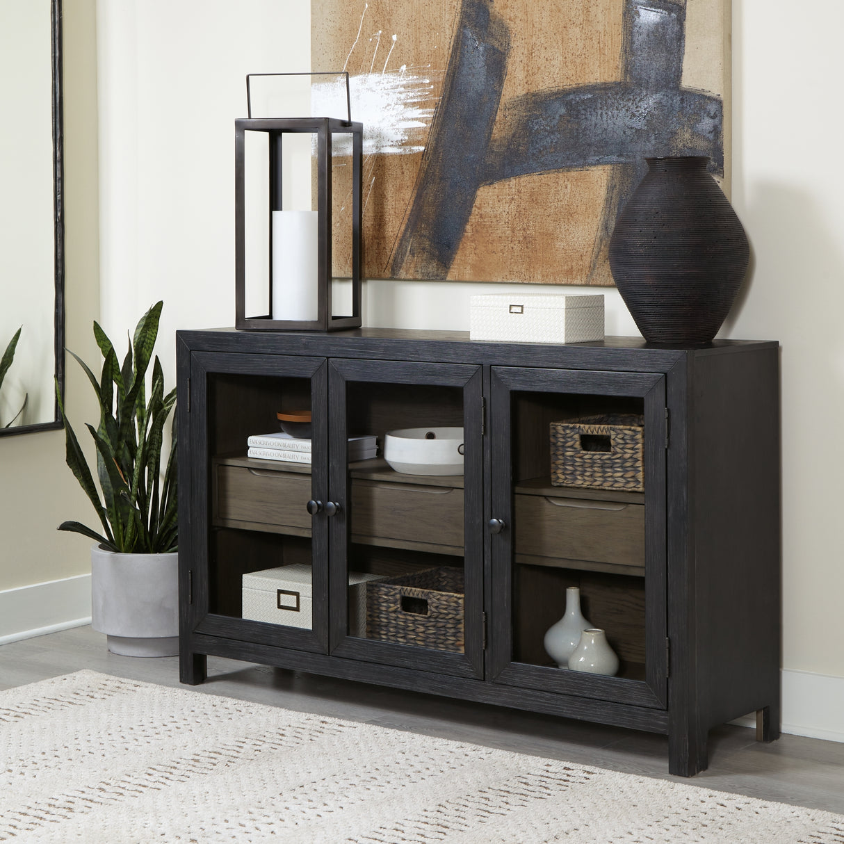 Lenston Black/Gray Accent Cabinet from Ashley Furniture - Luna Furniture