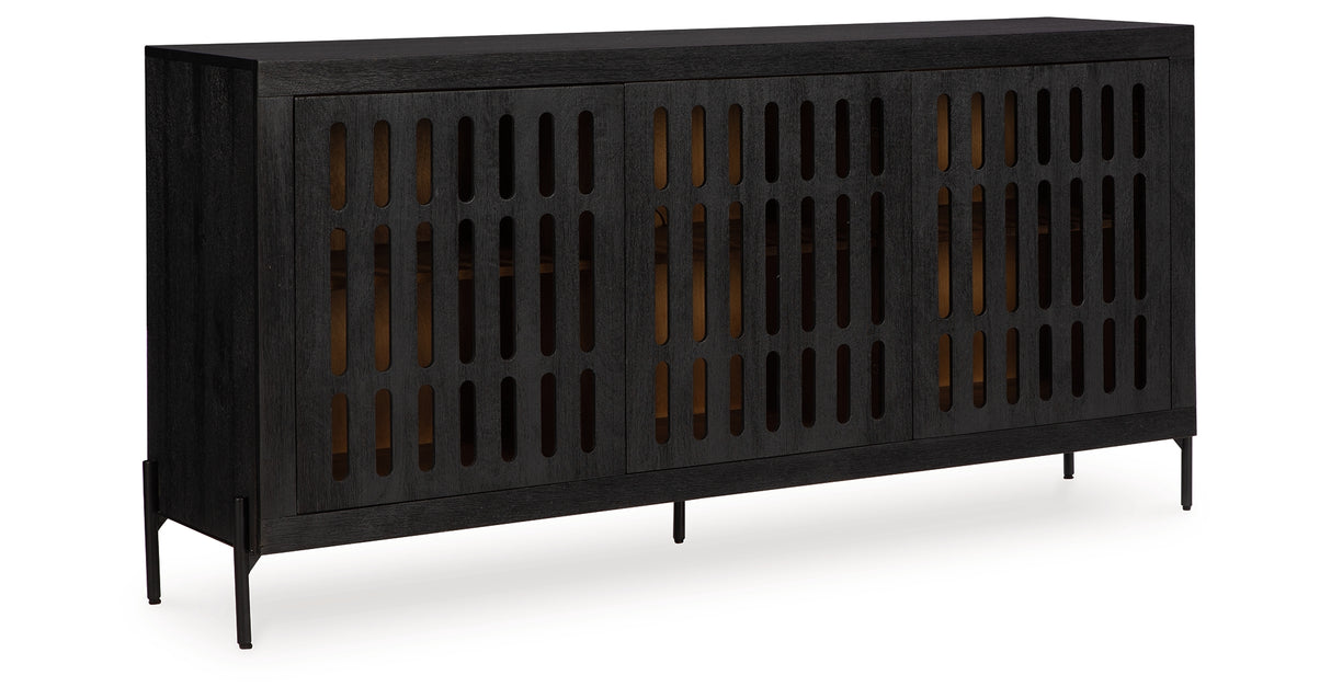 Vallisburg Black/Natural Accent Cabinet from Ashley Furniture - Luna Furniture