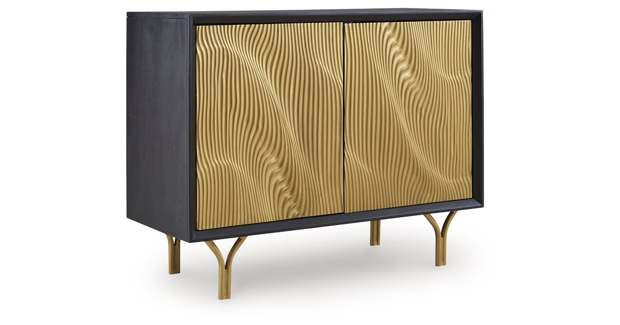 Tayner Black/Gold Finish Accent Cabinet from Ashley Furniture - Luna Furniture