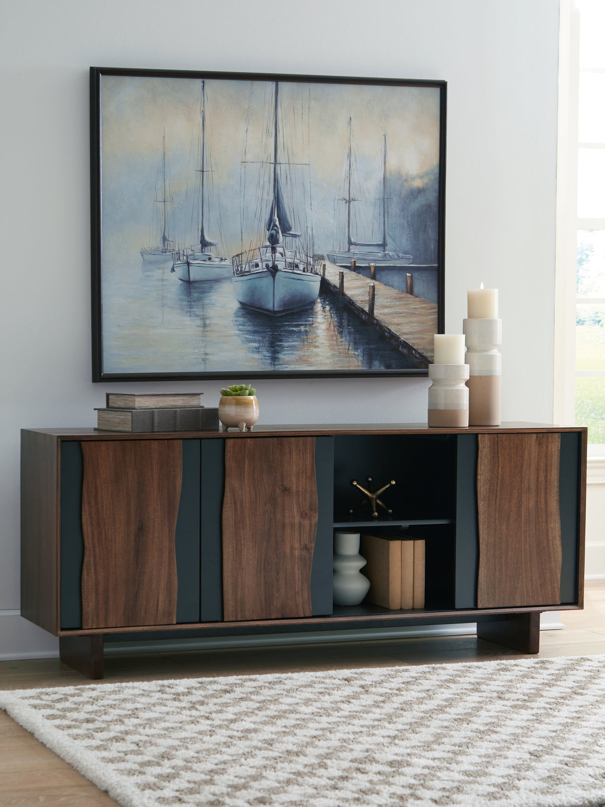 Worthney Blue/White/Brown Wall Art from Ashley Furniture - Luna Furniture