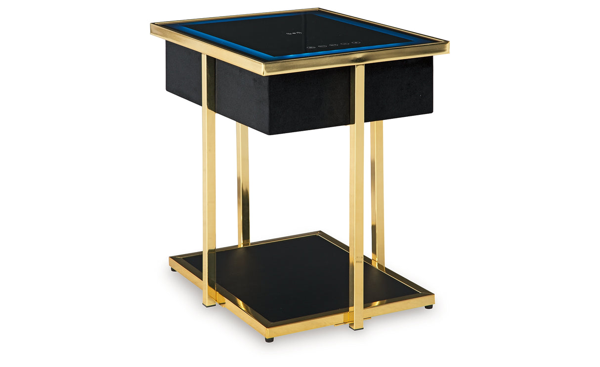 Rexwell Black/Gold Finish Accent Table with Speaker from Ashley Furniture - Luna Furniture
