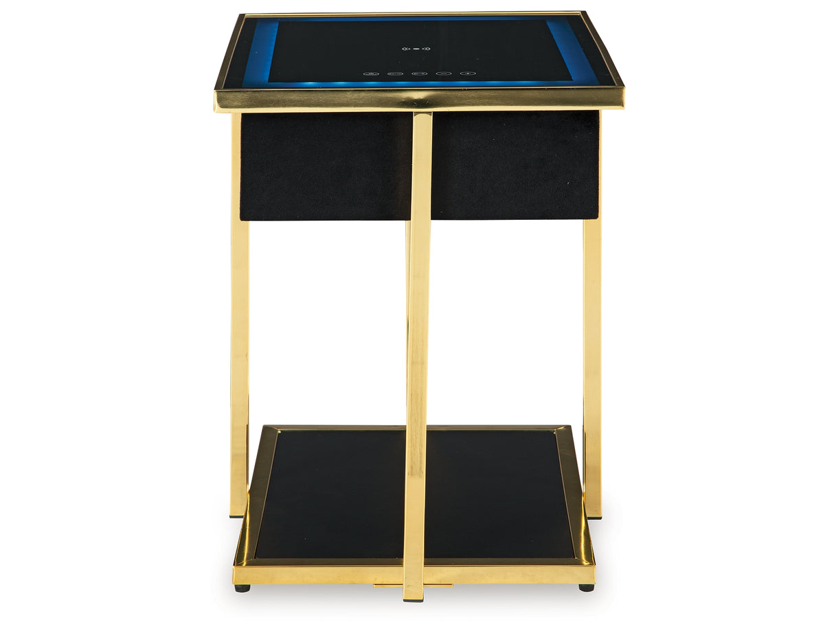 Rexwell Black/Gold Finish Accent Table with Speaker from Ashley Furniture - Luna Furniture