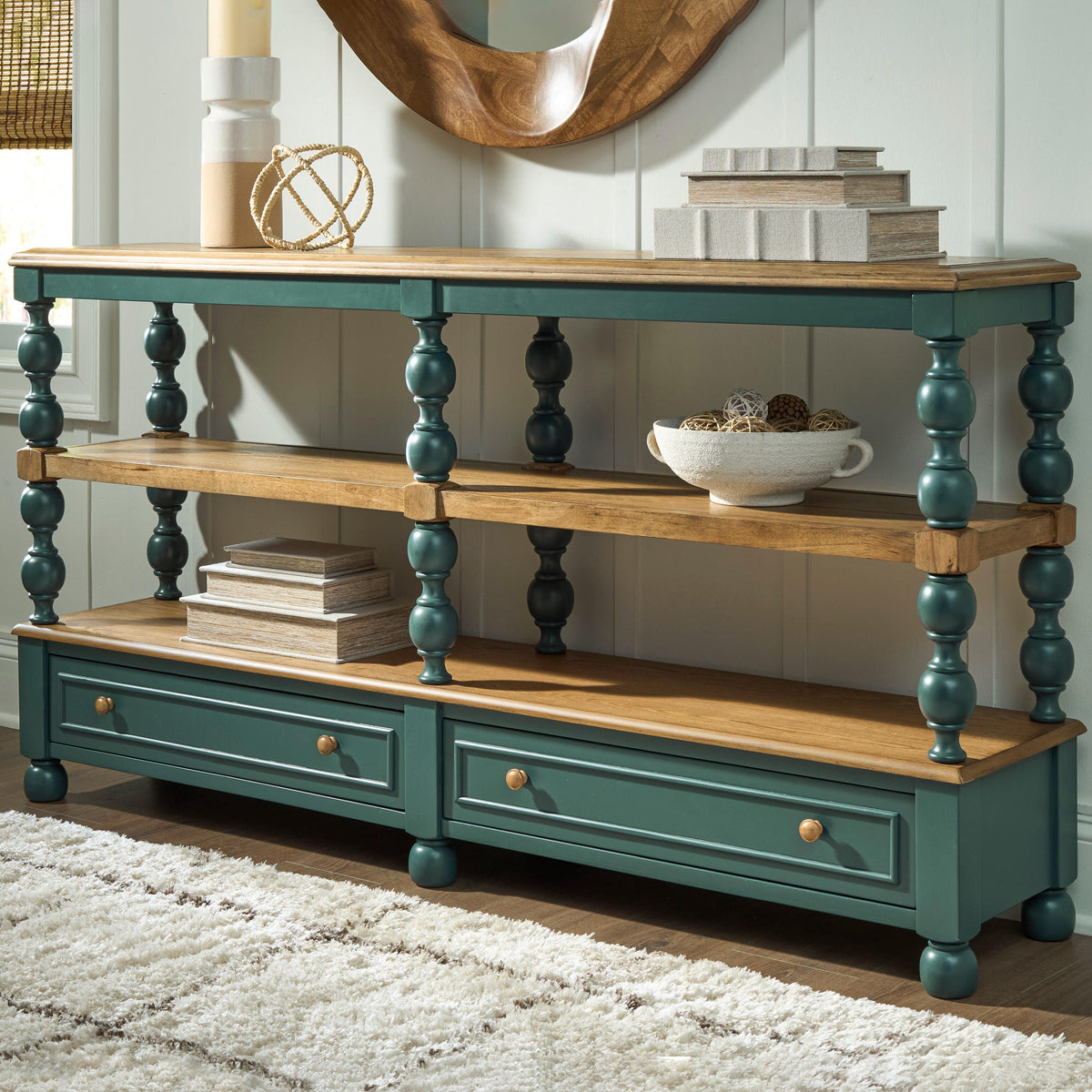 Finnworth Blue/Brown Console Sofa Table